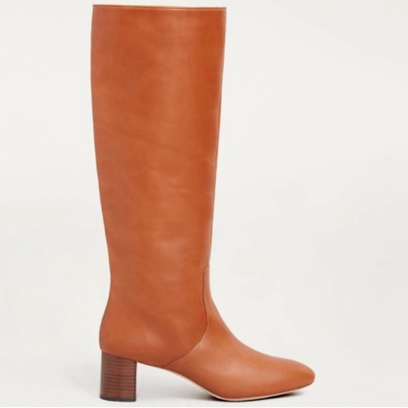 Loeffler Randall Shoes - LOEFFLER RANDALL Gia Cognac Brown Low Heel Knee High Boots